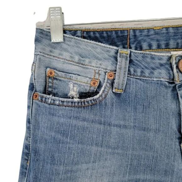 Lucky Brand Dungarees Straight Leg Distressed Jeans Blue Women Size 6 - Picture 3 of 10